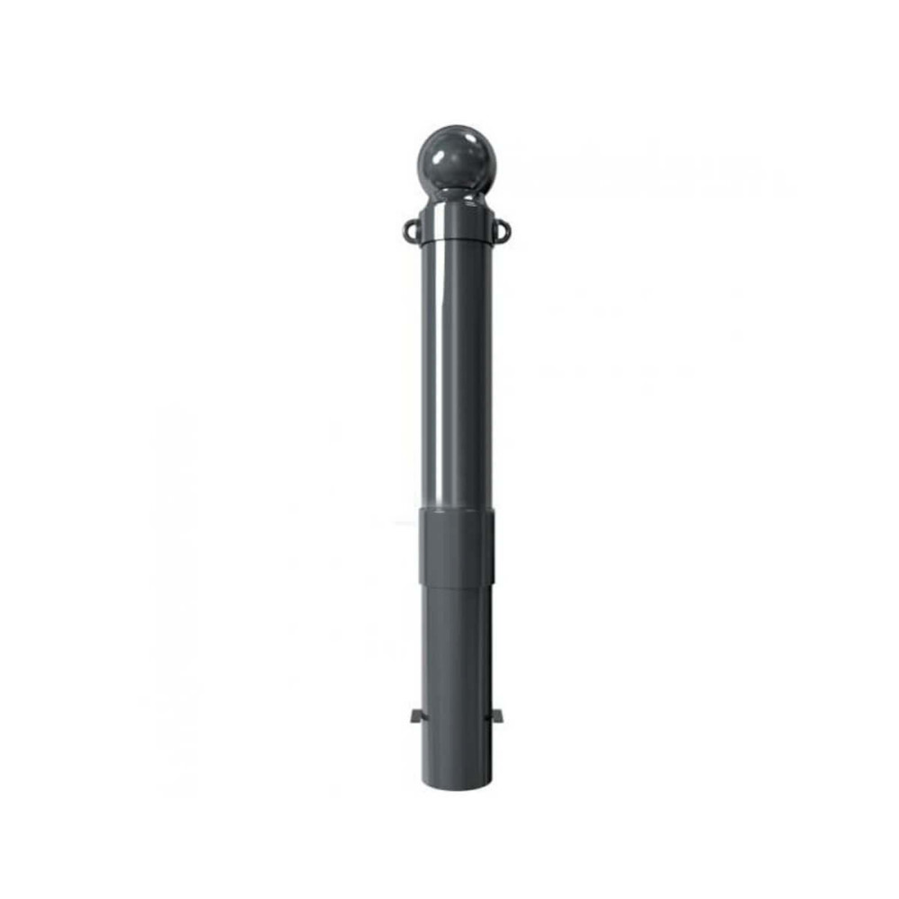 Stilpoller Ø 140 mm mit Alukugel und Kettenösen ortsfest zum einbetonieren