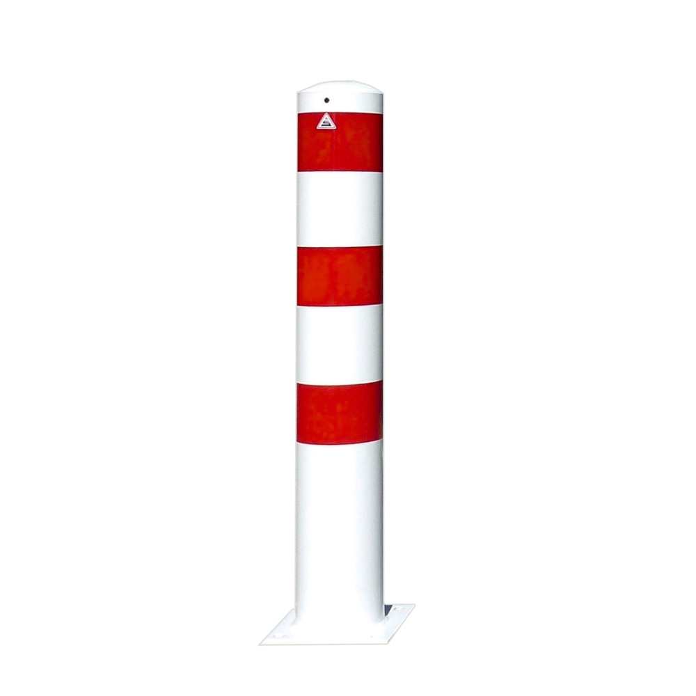 Stahlrohrpoller Ø 273 mm-weiß besch, / rote Streifen- für Dübelbefestigung -1500 mm