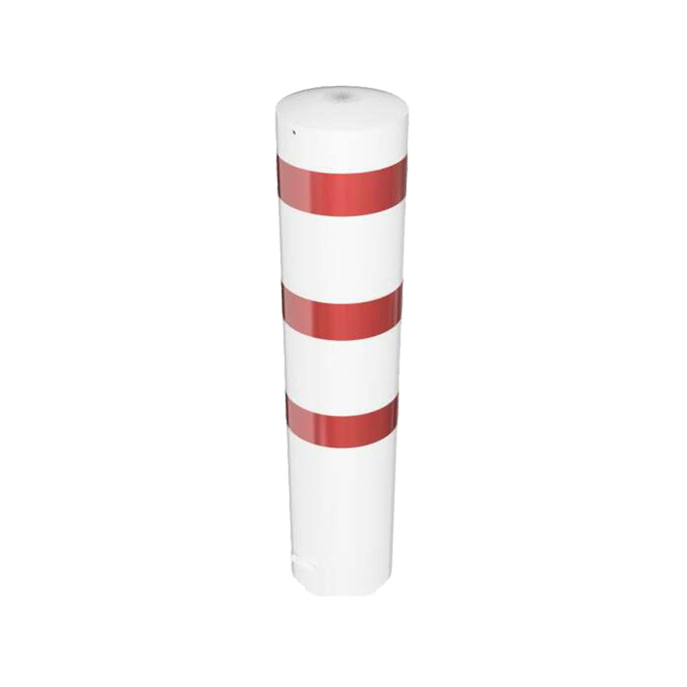 Stahlrohrpoller Ø 323 x 5,0 mm-weiß besch, / rote Streifen- zum einbetonieren-2000 mm