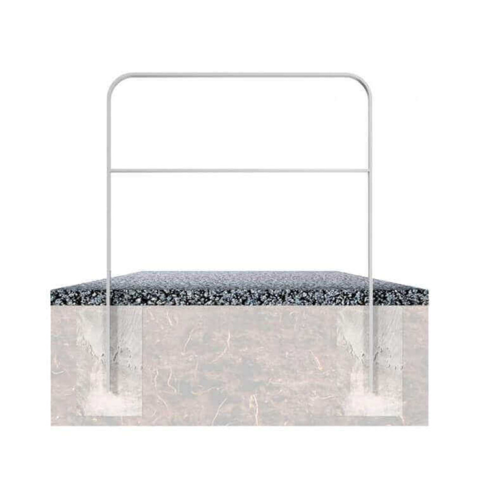 Anlehnbügel aus Flachstahl 50 x 12 mm mit Querholm – in gebogener Ausführung, feuerverzinkt und besch, DB 703, zum einbetonieren