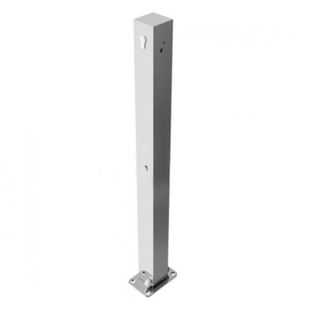 Edelstahlpfosten 70 x 70 mm + 1 Öse umlegbar mit Profilzylinderschloss für Dübelbefestigung