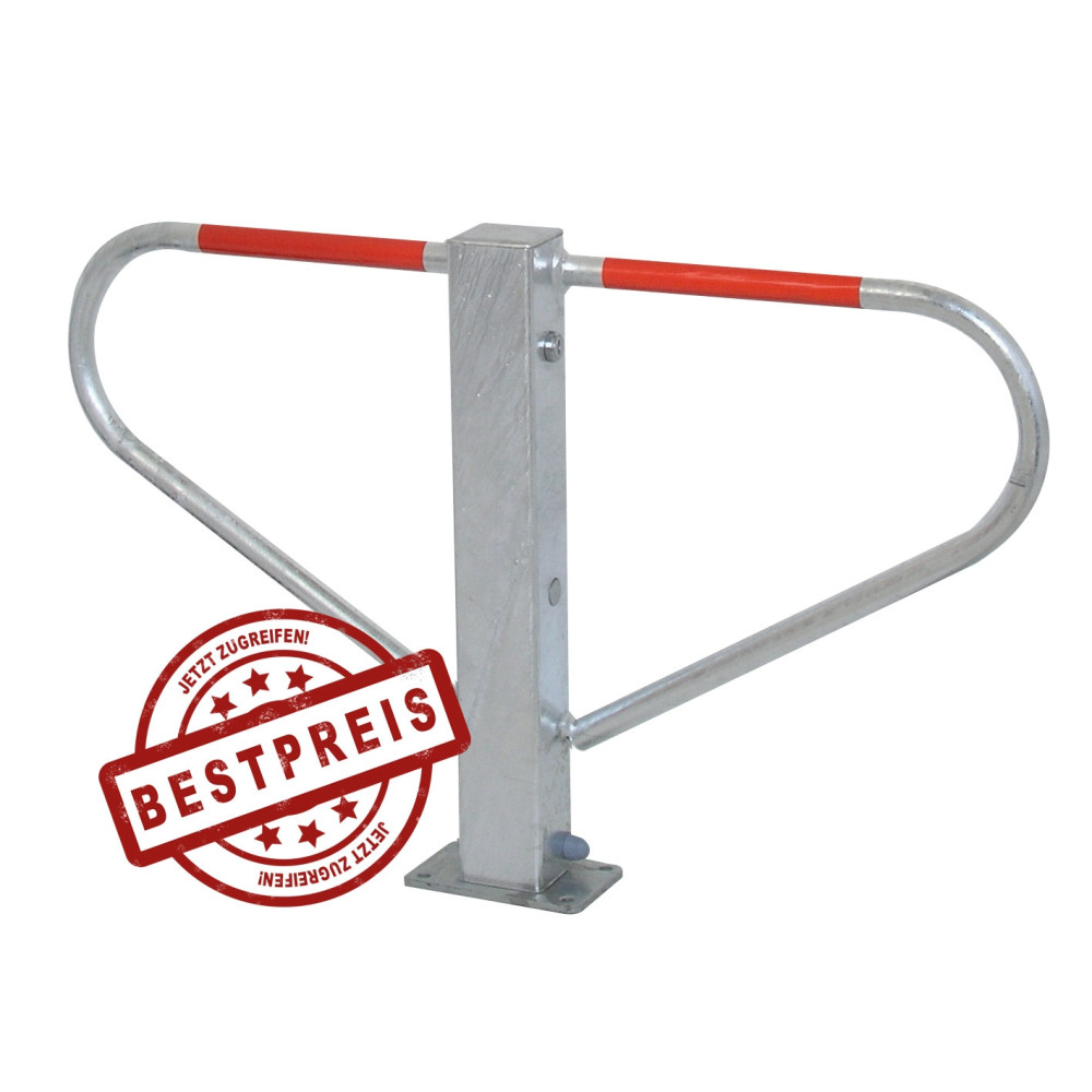 Parkplatzsperre 70 x 70 mm umlegbar für Dübelbefestigung mit Rundzylinder