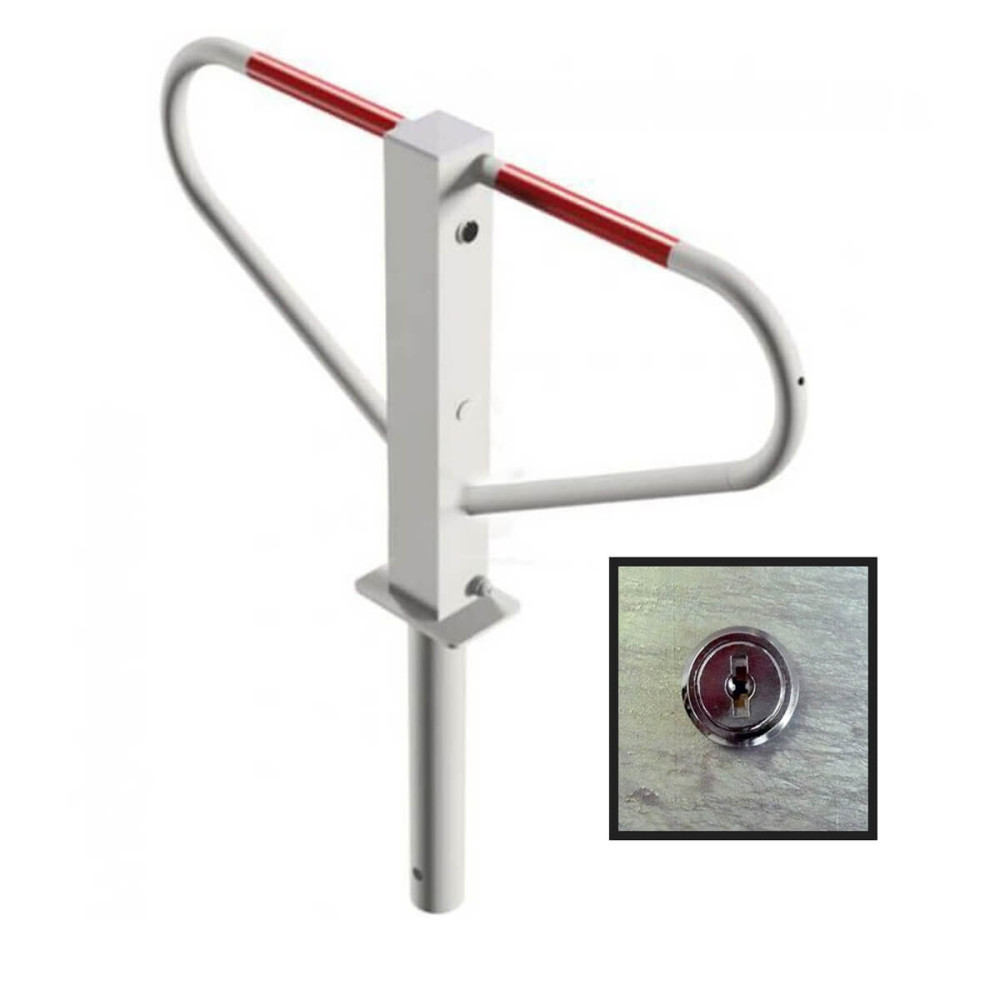 Parkplatzsperre 70 x 70 mm Stahlrohr Überflur 500 mm umlegbar zum einbetonieren – feuerverzinkt – feuerverzinkt