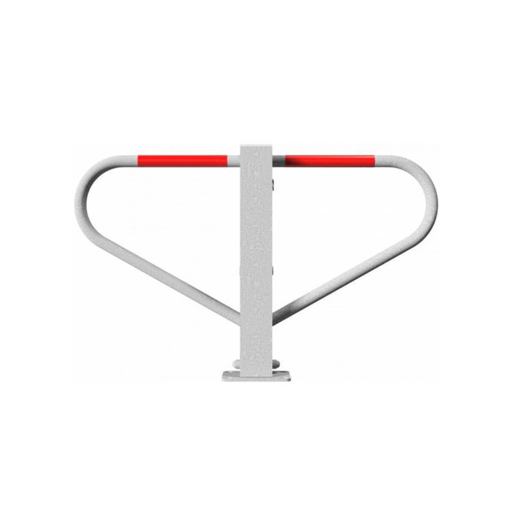 Parkplatzsperre 70 x 70 mm Stahlrohr Überflur 500 mm umlegbar mit 8 mm Dreikantverschluss für Dübelbefestigung – feuerverzinkt – feuerverzinkt