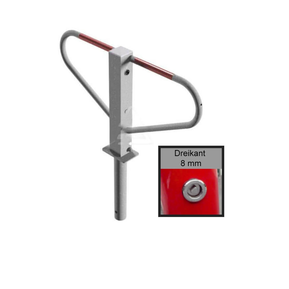 Parkplatzsperre 70 x 70 mm Stahlrohr Überflur 500 mm umlegbar zum einbetonieren – feuerverzinkt – feuerverzinkt