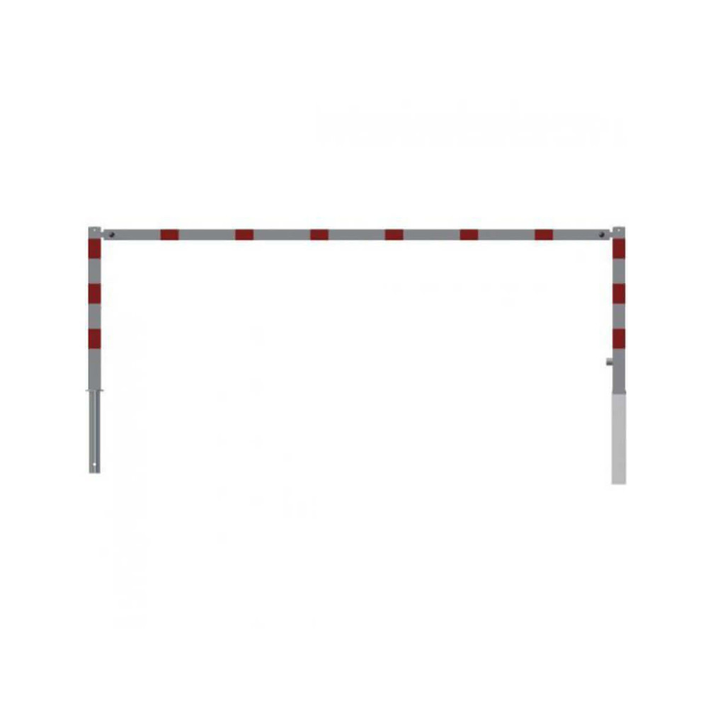 Wegesperre 70 x 70 mm schwenkbar mit Dreikantverschluss mit Oberholm Breite 3000 mm weiß besch. / rote Streifen