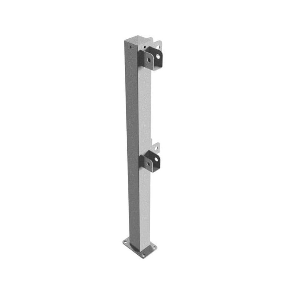 Schutzgeländer Eckpfosten 70 x 70 mm für Dübelbefestigung für Ober- und Querholm feuerverzinkt