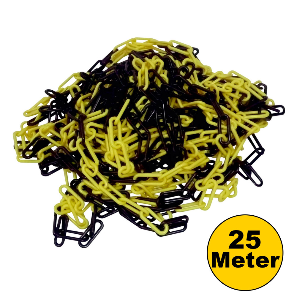 Absperrkette aus Kunststoff 25 Meter-6 mm-gelb/schwarz