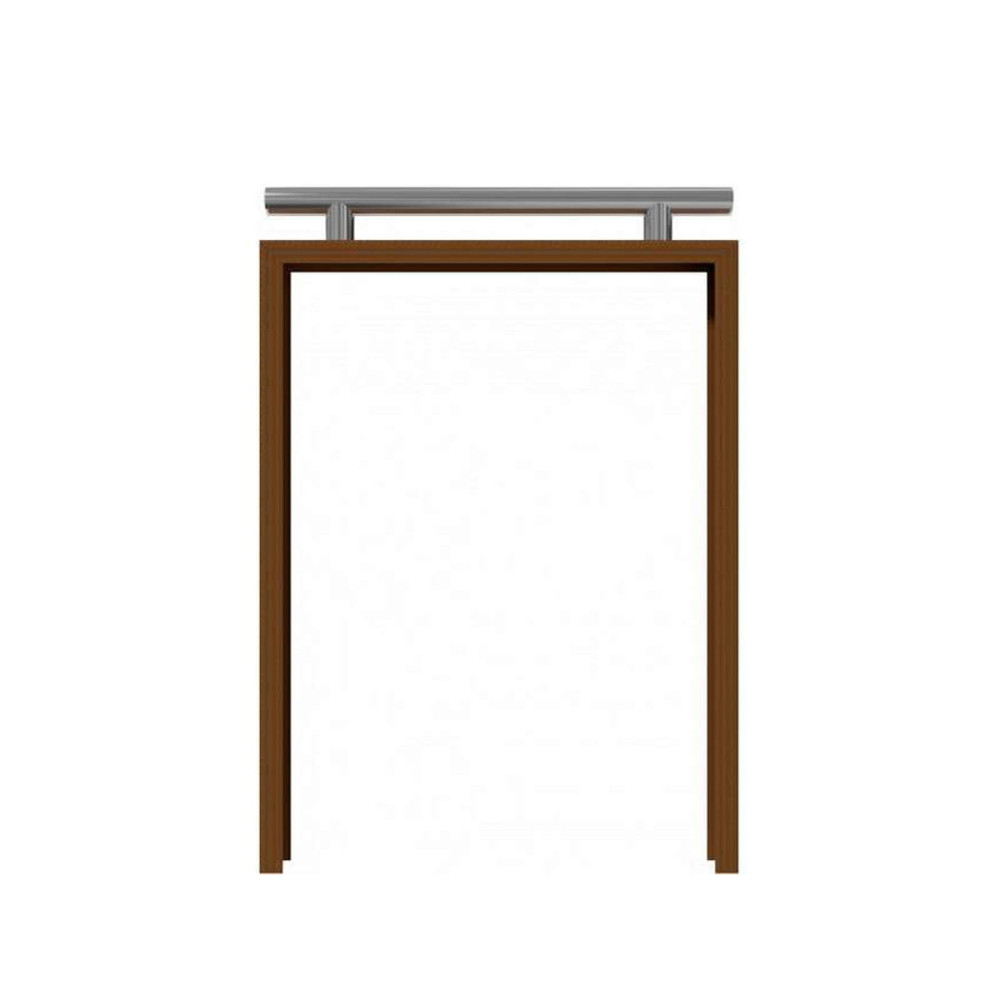 Anlehnbügel aus Cortenstahl, U-Profil 80 x 40 mm-mit Edelstahlaufsatz Ø 48 mm - zum einbetonieren - Breite: 800 mm - Höhe: 1100 mm - Oberfläche roh und optisch vorgerostet