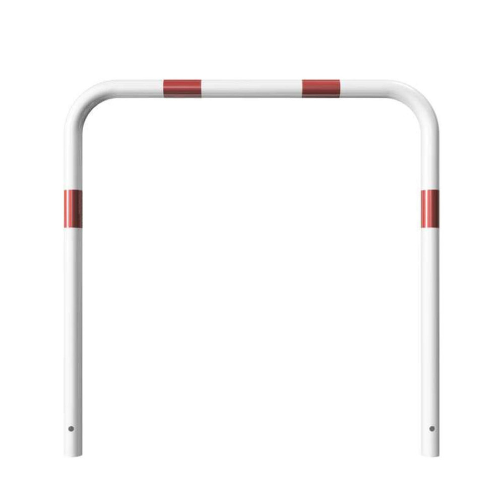 Rohrbügel aus Stahlrohr Ø 48 x 2,5 mm-weiß besch. / rote Streifen-1000 mm-1000 mm