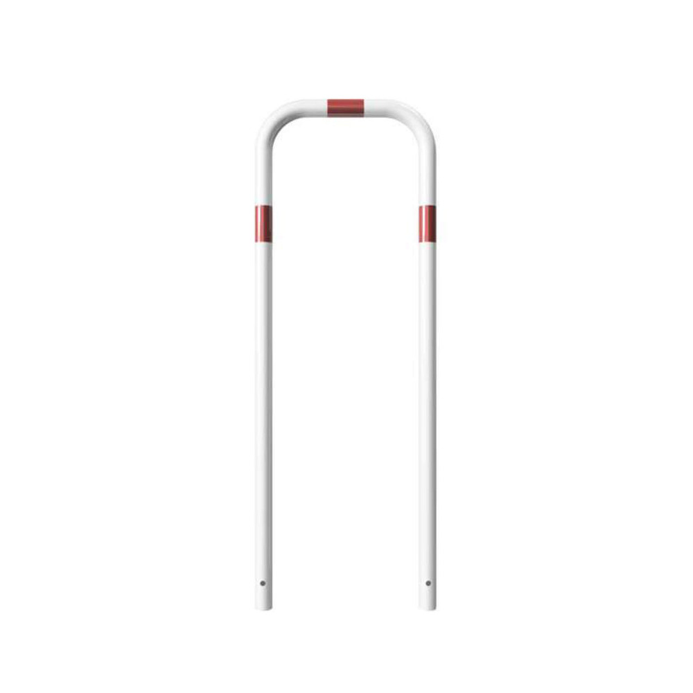 Rohrbügel aus Stahlrohr Ø 48 x 2,5 mm-weiß besch. / rote Streifen-1400 mm-500 mm