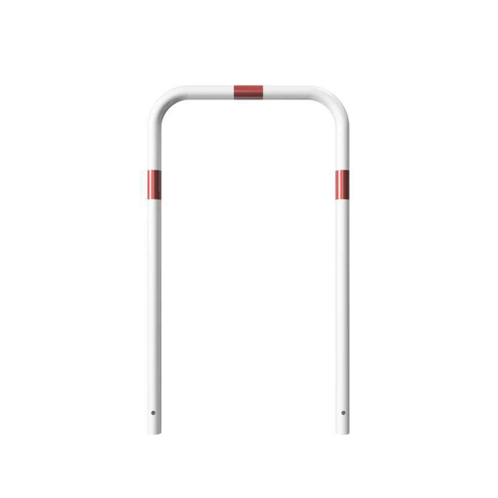 Rohrbügel aus Stahlrohr Ø 48 x 2,5 mm-weiß besch. / rote Streifen-1200 mm-700 mm