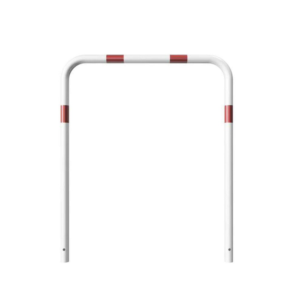 Rohrbügel aus Stahlrohr Ø 48 x 2,5 mm-weiß besch. / rote Streifen-1200 mm-1000 mm
