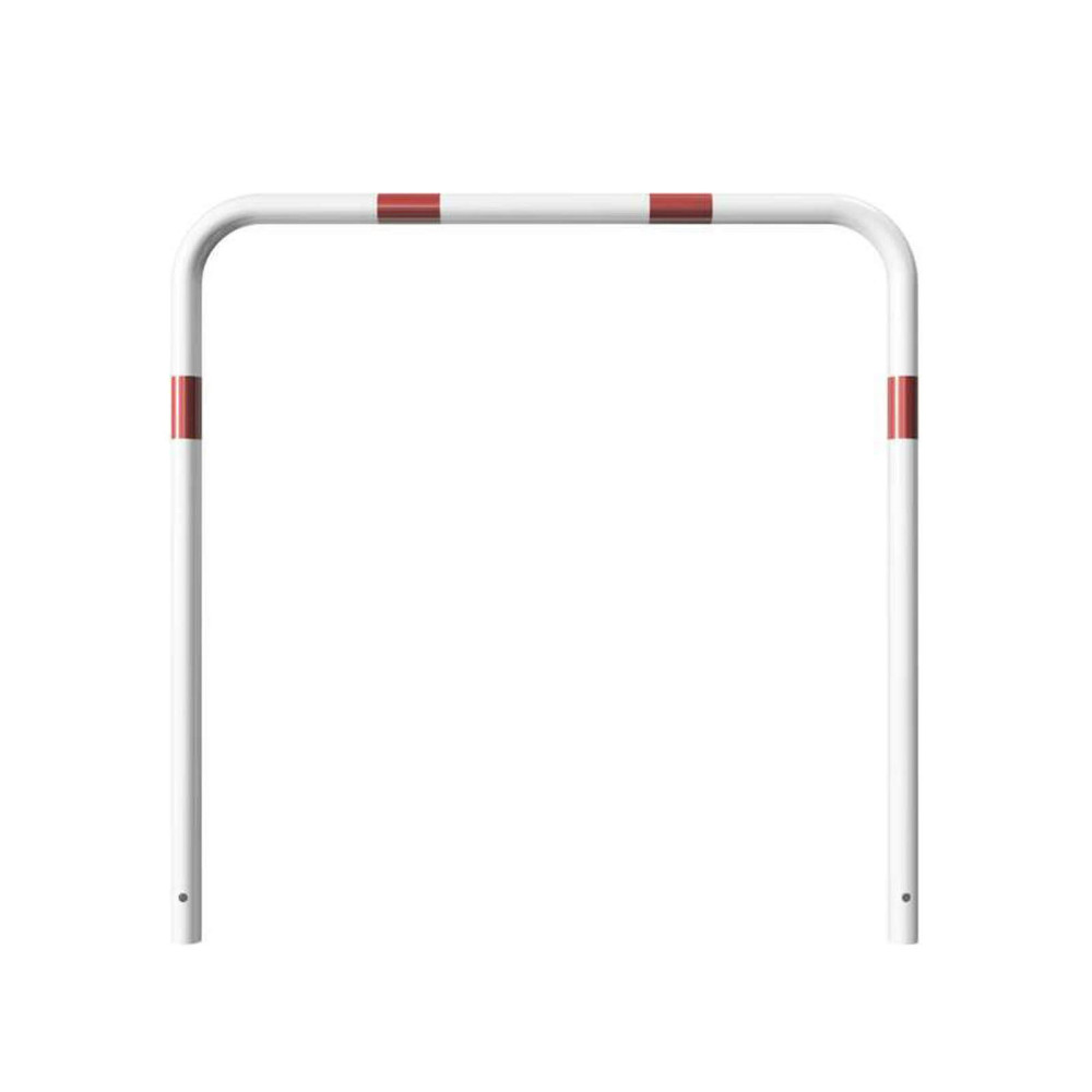 Rohrbügel aus Stahlrohr Ø 48 x 2,5 mm-weiß besch. / rote Streifen-1200 mm-1200 mm
