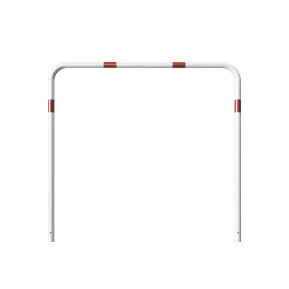 Rohrbügel aus Stahlrohr Ø 48 x 2,5 mm-weiß besch. / rote Streifen-1400 mm-1500 mm