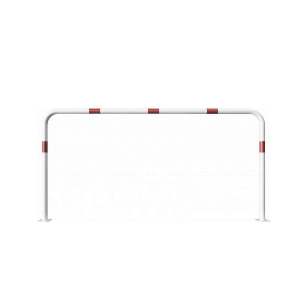 Rohrbügel aus Stahlrohr Ø 48 x 2,5 mm-weiß besch. / rote Streifen-1000 mm-2000 mm-für Dübelbefestigung