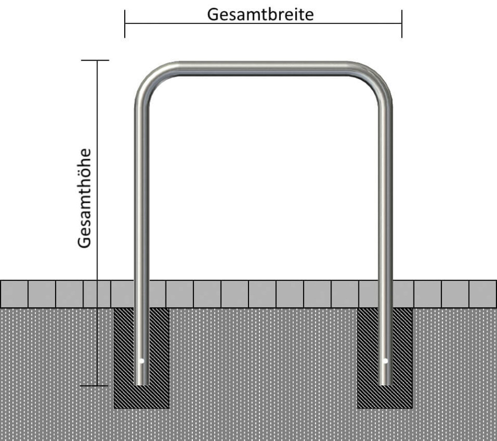 Edelstahlbügel Ø 48 mm, zum einbetonieren, Breite 1000 mm