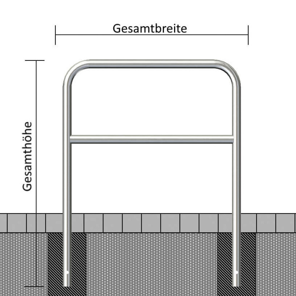 Edelstahlbügel Ø 48 mm, mit Querholm, zum einbetonieren – Edelstahlbügel Ø 48 mm, mit Querholm