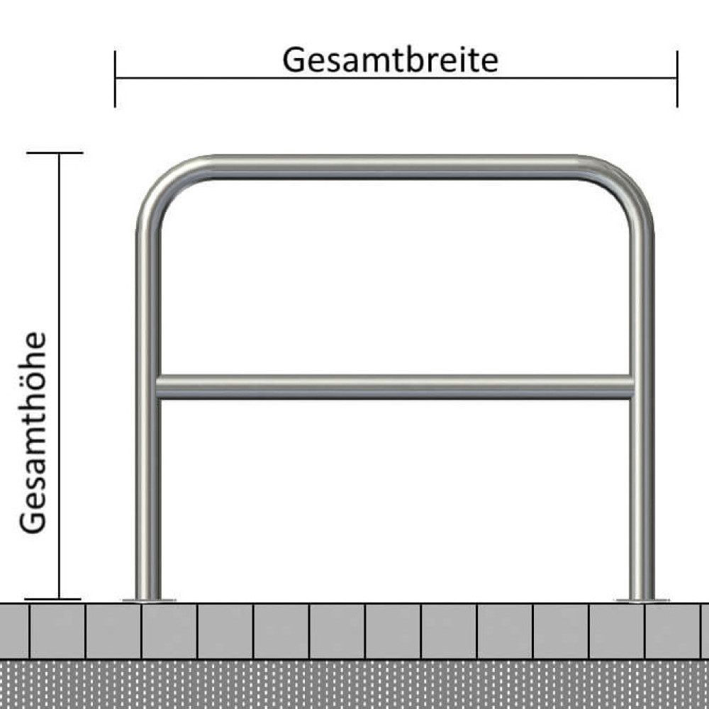 Edelstahlbügel Ø 48 mm mit Querholm für Dübelbefestigung – Edelstahlbügel Ø 48 mm, mit Querholm