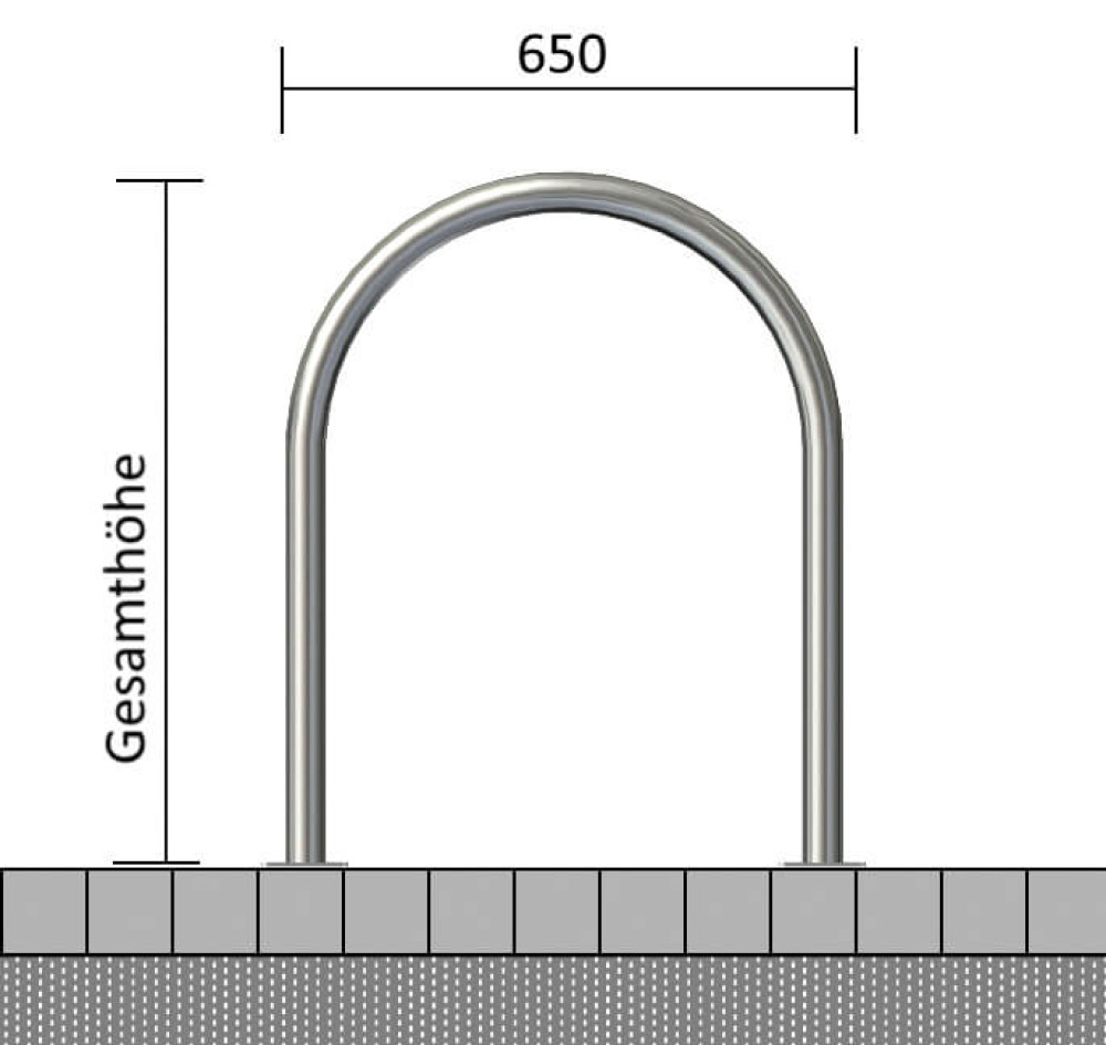 Rundbügel Edelstahlrohr Ø 48 mm für Dübelbefestigung – Rundbügel Edelstahlrohr Ø 48 mm