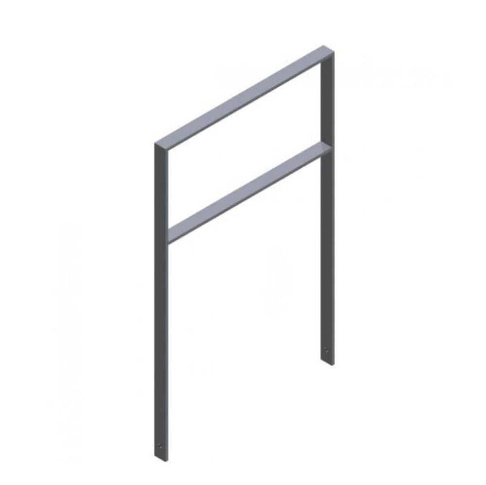 Anlehnbügel aus Flachstahl 50 x 12 mm, mit Querholm, feuerverzinkt und besch,DB 703, zum einbetonieren, Gesamtbreite 750 mm – verzinkt und beschichtet DB 703
