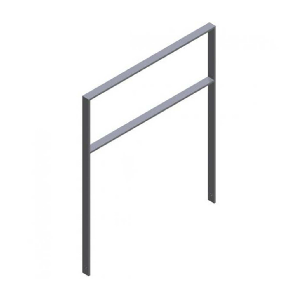 Anlehnbügel aus Flachstahl 50 x 12 mm, mit Querholm, feuerverzinkt und besch,DB 703, zum einbetonieren, Gesamtbreite 1000 mm – verzinkt und beschichtet DB 703