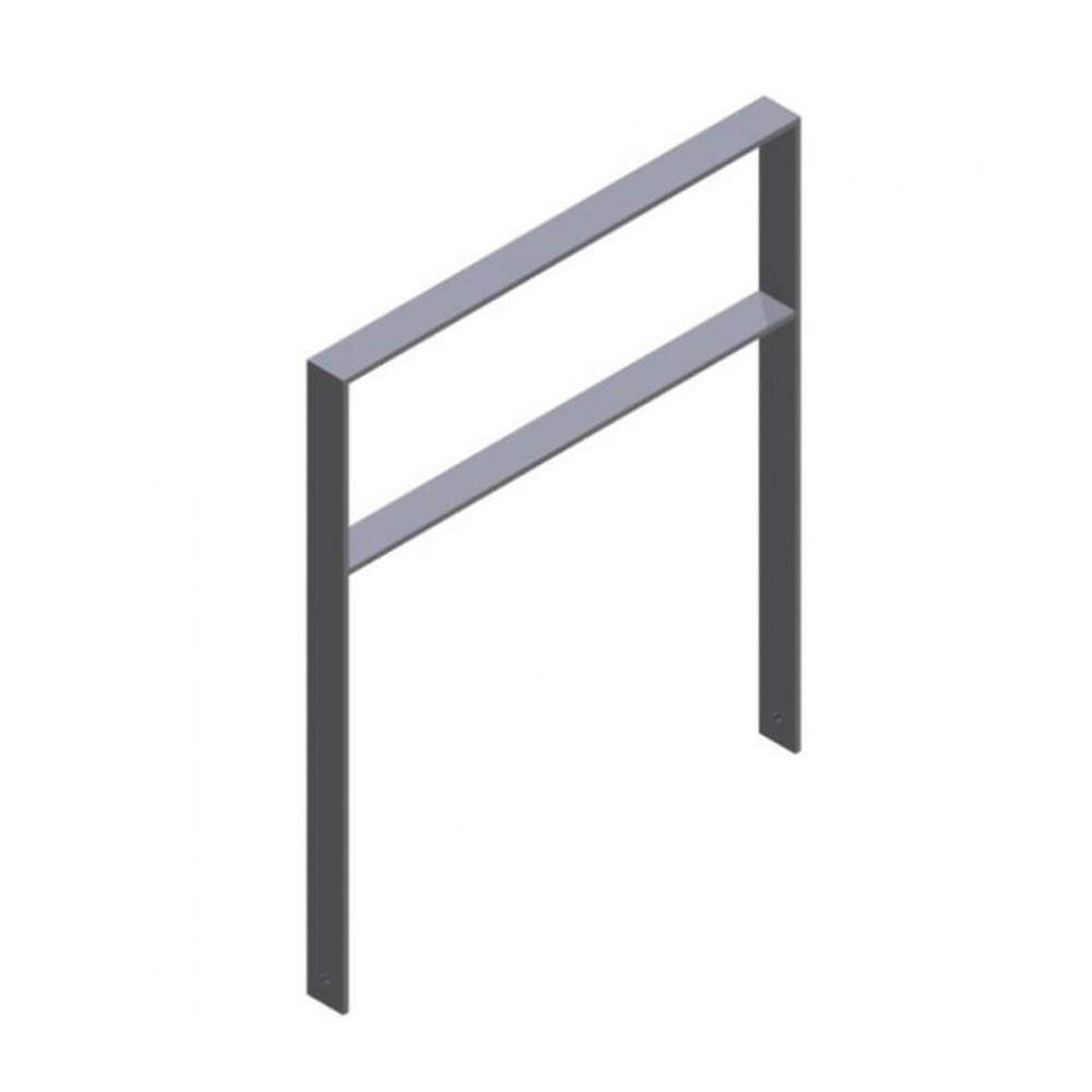Anlehnbügel aus Flachstahl 80 x 12 mm, mit Querholm, feuerverzinkt und besch,DB 703, zum einbetonieren, Gesamtbreite 1000 mm – verzinkt und beschichtet DB 703