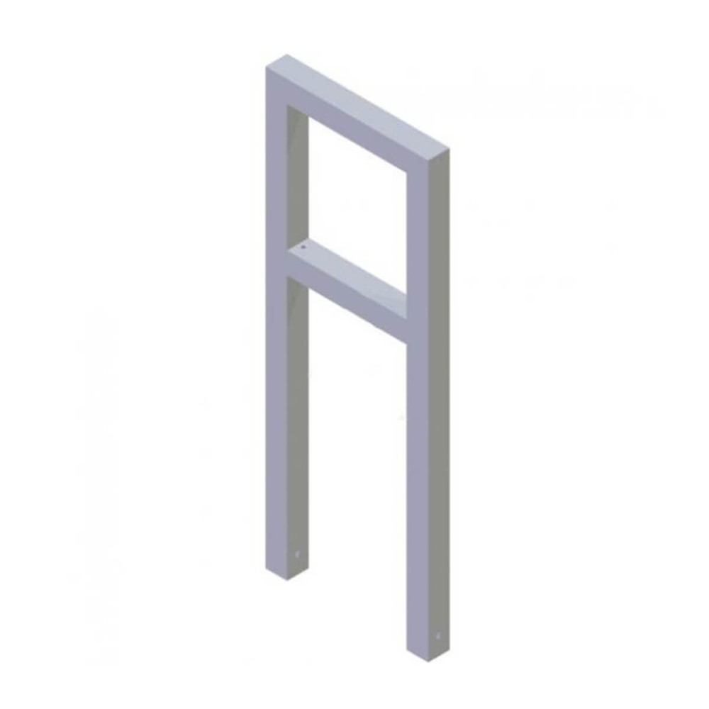 Anlehnbügel aus Stahlrohr 60 x 60 mm, mit Querholm, feuerverzinkt, zum einbetonieren, Gesamtbreite 450 mm – feuerverzinkt
