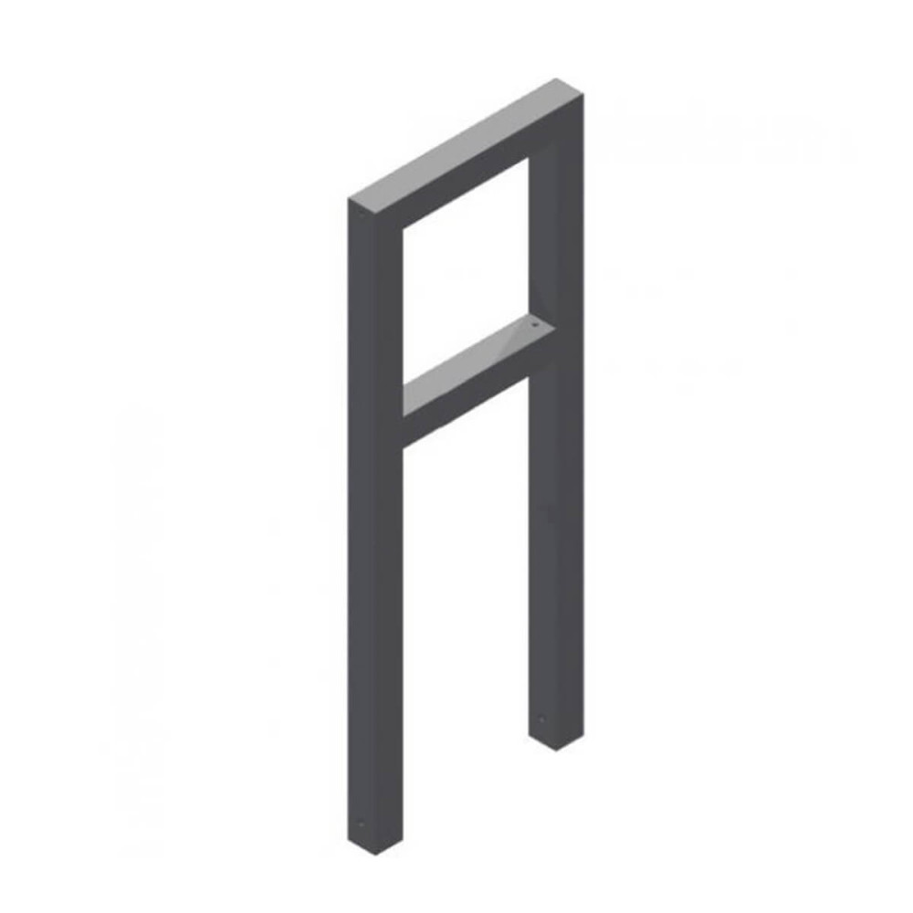 Anlehnbügel aus Stahlrohr 60 x 60 mm, mit Querholm, feuerverzinkt und besch, DB 703, zum einbetonieren, Gesamtbreite 450 mm – verzinkt und beschichtet DB 703
