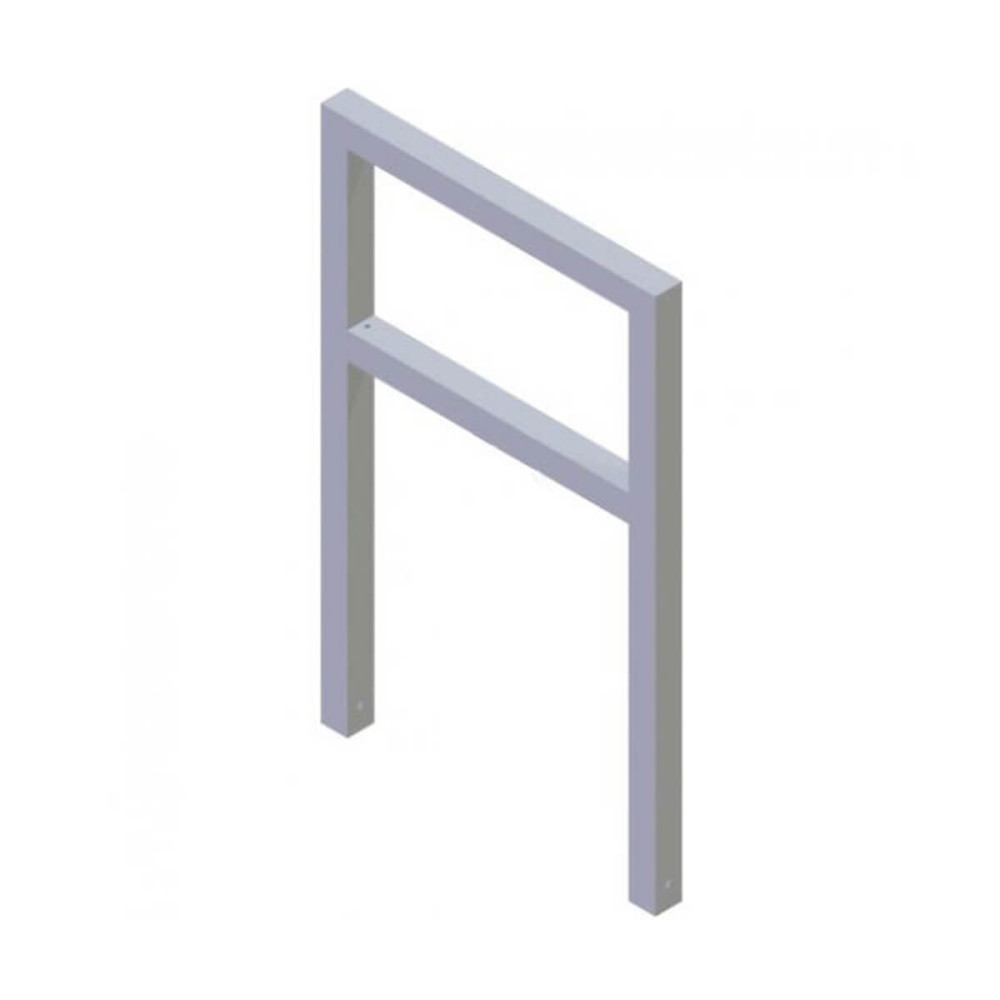 Anlehnbügel aus Stahlrohr 60 x 60 mm, mit Querholm, feuerverzinkt, zum einbetonieren, Gesamtbreite 750 mm – feuerverzinkt
