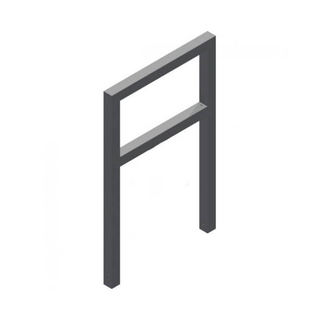 Anlehnbügel aus Stahlrohr 60 x 60 mm, mit Querholm, feuerverzinkt und besch, DB 703, zum einbetonieren,Gesamtbreite 750 mm – verzinkt und beschichtet DB 703