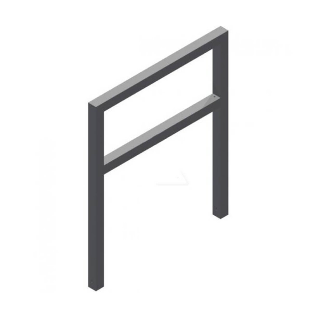 Anlehnbügel aus Stahlrohr 60 x 60 mm, mit Querholm, feuerverzinkt und besch, DB 703, zum einbetonieren, Gesamtbreite 1000 mm – verzinkt und beschichtet DB 703