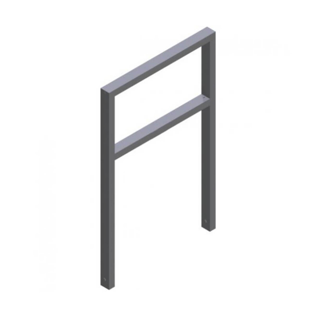 Anlehnbügel aus Stahlrohr 60 x 40 mm, mit Querholm, feuerverzinkt und besch, DB 703, zum einbetonieren,Gesamtbreite 750 mm – Anlehnbügel aus Stahlrohr 60 x 40 mm, mit Querholm, feuerverzinkt und besch. DB 703, zum einbetonieren,Gesamtbreite 750 mm