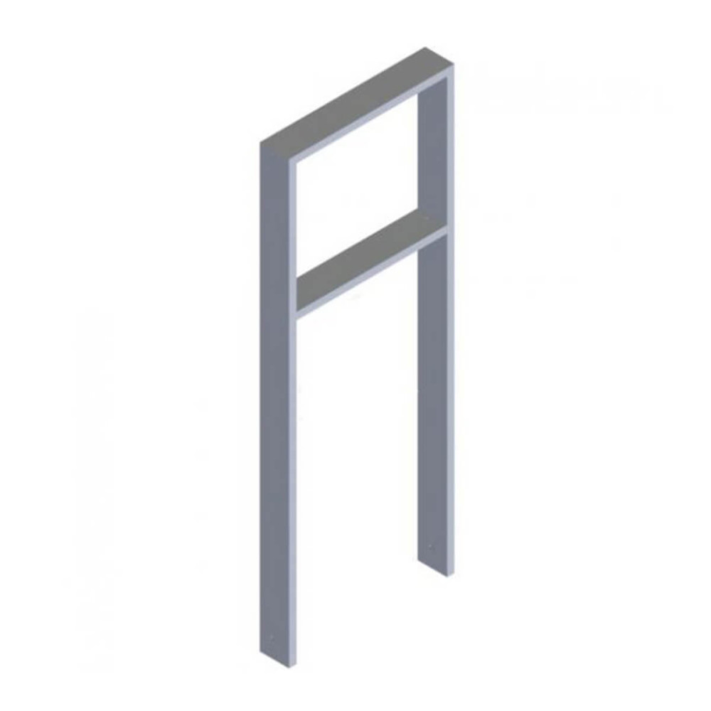 Anlehnbügel aus Stahlrohr 80 x 20 mm, mit Querholm, feuerverzinkt, zum einbetonieren, Gesamtbreite 450 mm – feuerverzinkt