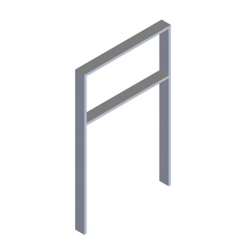 Anlehnbügel aus Stahlrohr 80 x 20 mm, mit Querholm, feuerverzinkt, zum einbetonieren, Gesamtbreite 750 mm – feuerverzinkt
