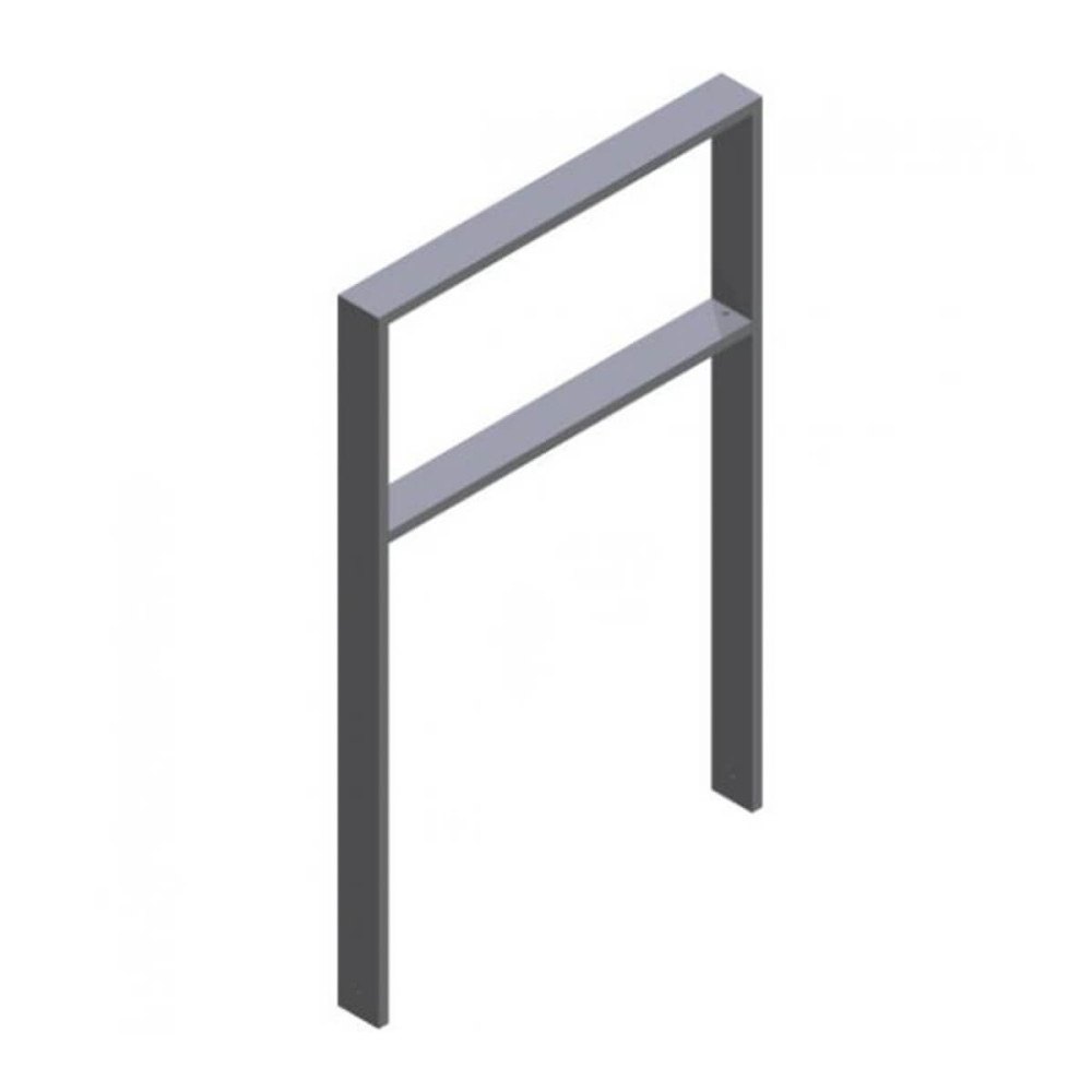 Anlehnbügel aus Stahlrohr 80 x 20 mm, mit Querholm, feuerverzinkt und besch, DB 703, zum einbetonieren,Gesamtbreite 750 mm – verzinkt und beschichtet DB 703