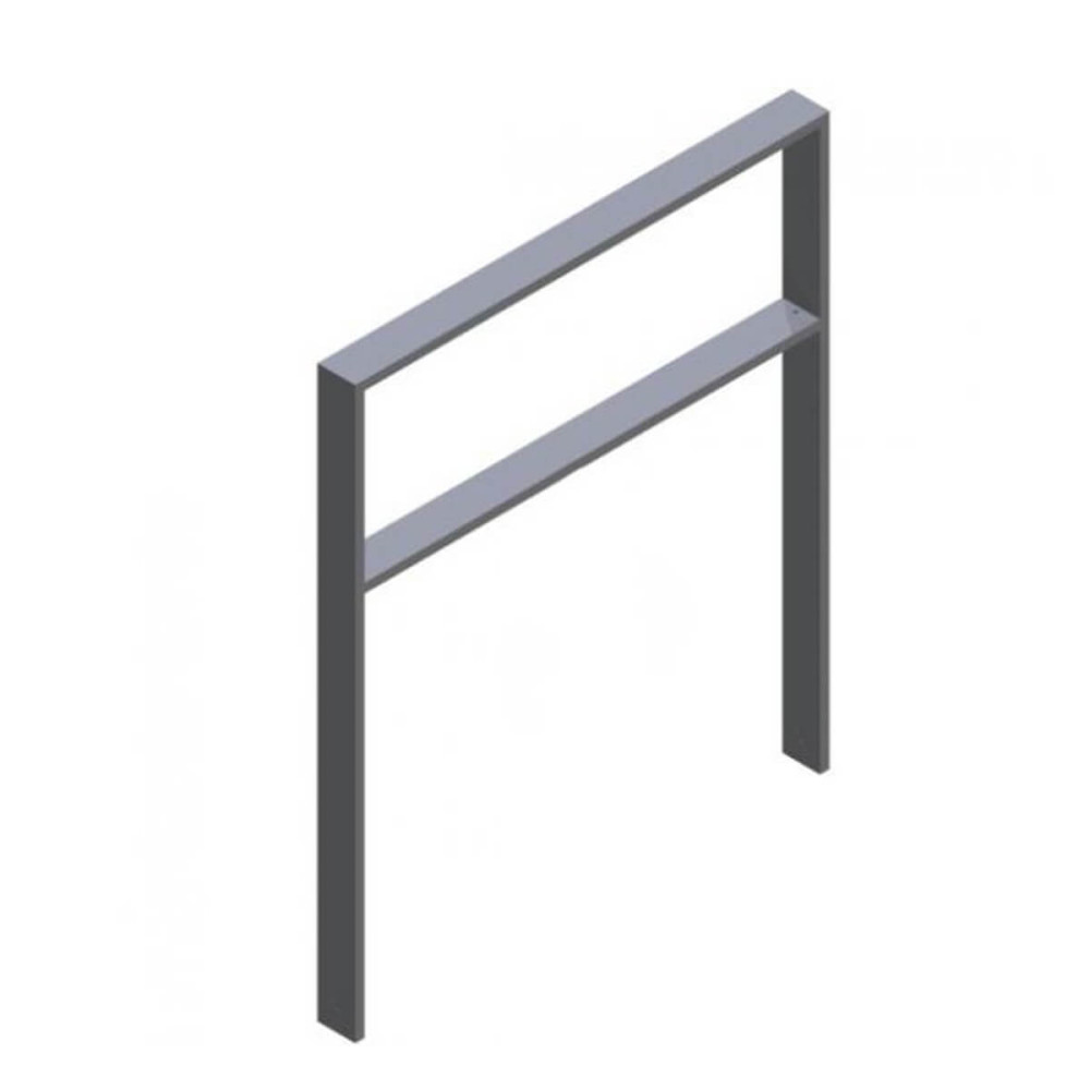 Anlehnbügel aus Stahlrohr 80 x 20 mm, mit Querholm, feuerverzinkt und besch, DB 703, zum einbetonieren, Gesamtbreite 1000 mm – verzinkt und beschichtet DB 703