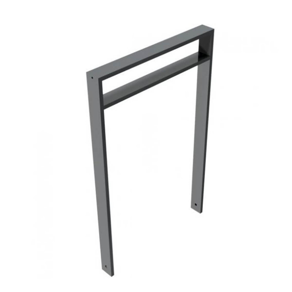 Anlehnbügel aus Stahlrohr 80 x 20 mm, mit Querholm-kleiner Abstand, feuerverzinkt und besch, DB 703, zum einbetonieren, Gesamtbreite 750 mm – verzinkt und beschichtet DB 703