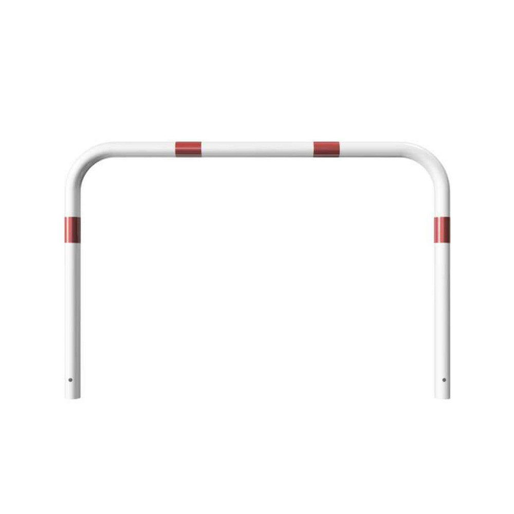 Rohrbügel aus Stahlrohr Ø 60 x 2,5 mm-weiß besch. / rote Streifen-1000 mm-1500 mm