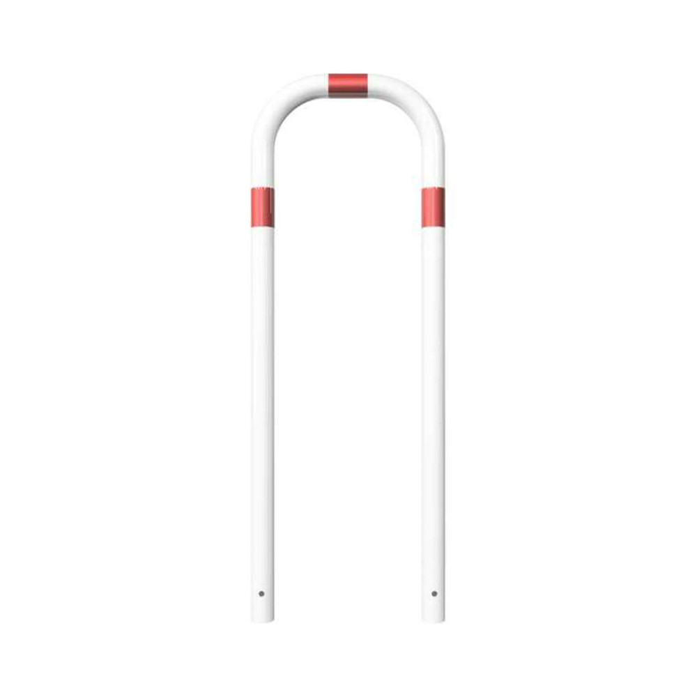 Rohrbügel aus Stahlrohr Ø 60 x 2,5 mm-weiß besch. / rote Streifen-1400 mm-500 mm