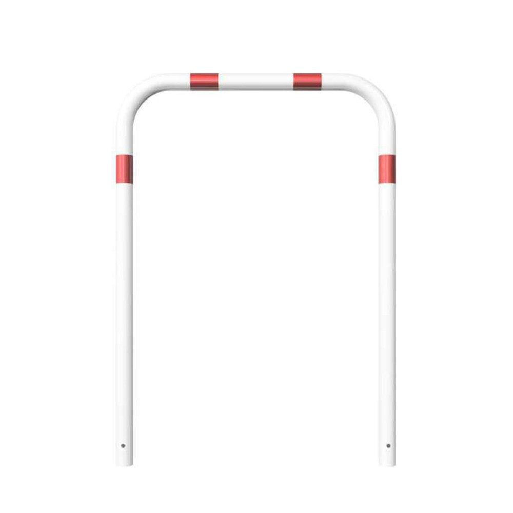 Rohrbügel aus Stahlrohr Ø 60 x 2,5 mm-weiß besch. / rote Streifen-1400 mm-1000 mm