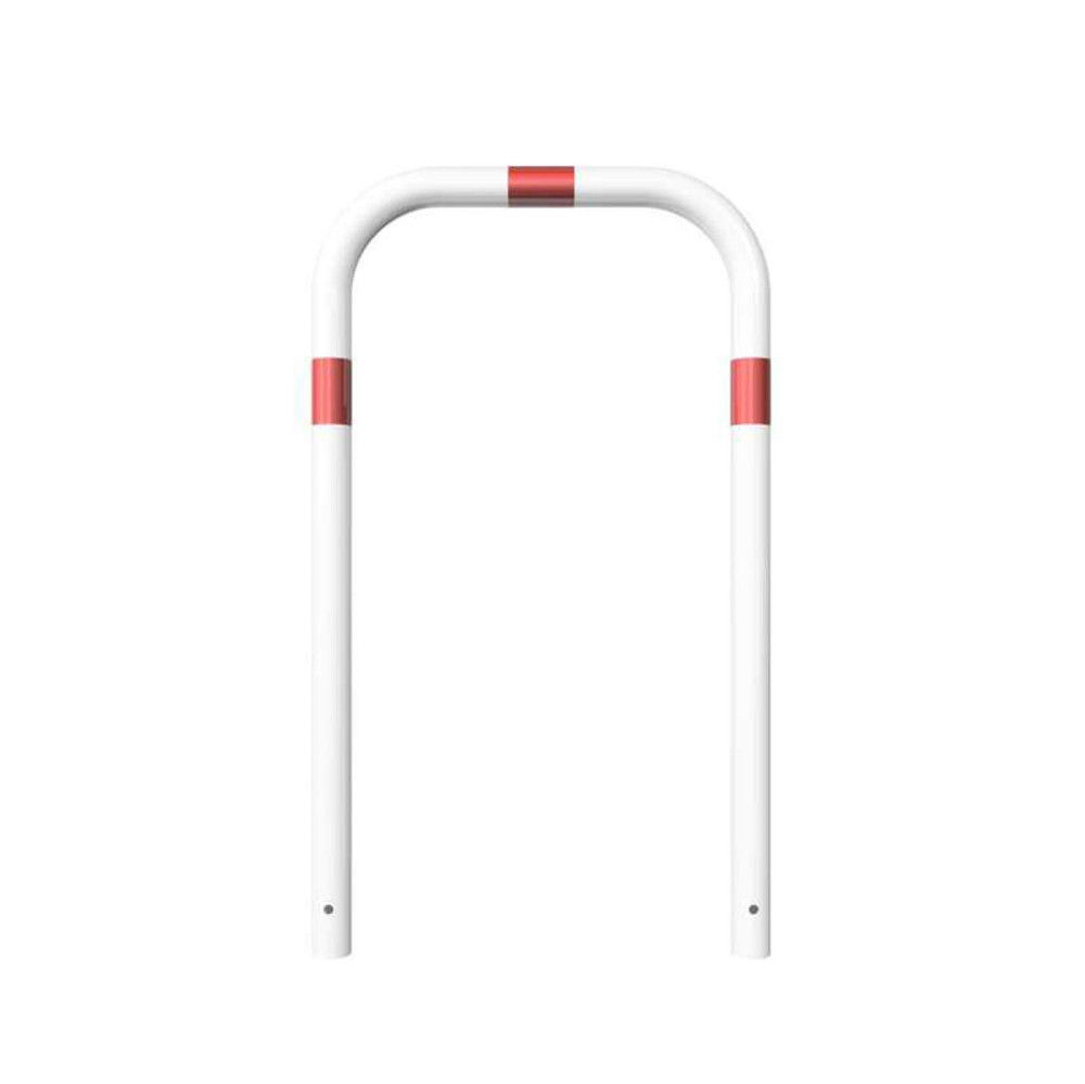 Rohrbügel aus Stahlrohr Ø 60 x 2,5 mm-weiß besch. / rote Streifen-1200 mm-700 mm