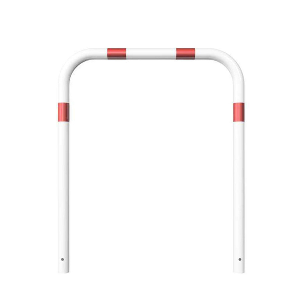 Rohrbügel aus Stahlrohr Ø 60 x 2,5 mm-weiß besch. / rote Streifen-1200 mm-1000 mm