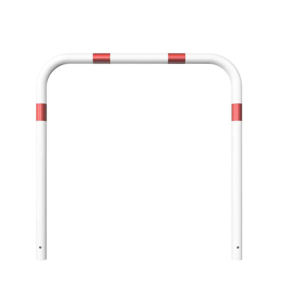 Rohrbügel aus Stahlrohr Ø 60 x 2,5 mm-weiß besch. / rote Streifen-1200 mm-1200 mm