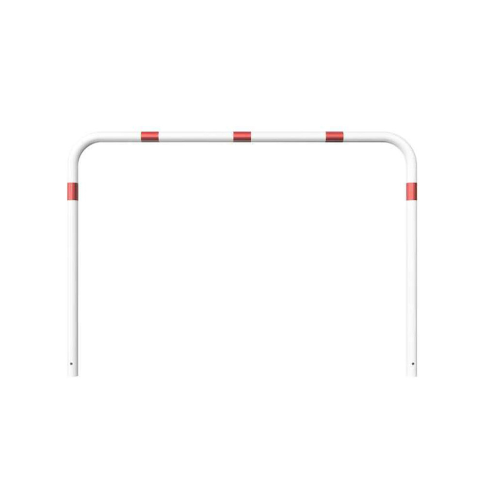Rohrbügel aus Stahlrohr Ø 60 x 2,5 mm-weiß besch. / rote Streifen-1400 mm-2000 mm