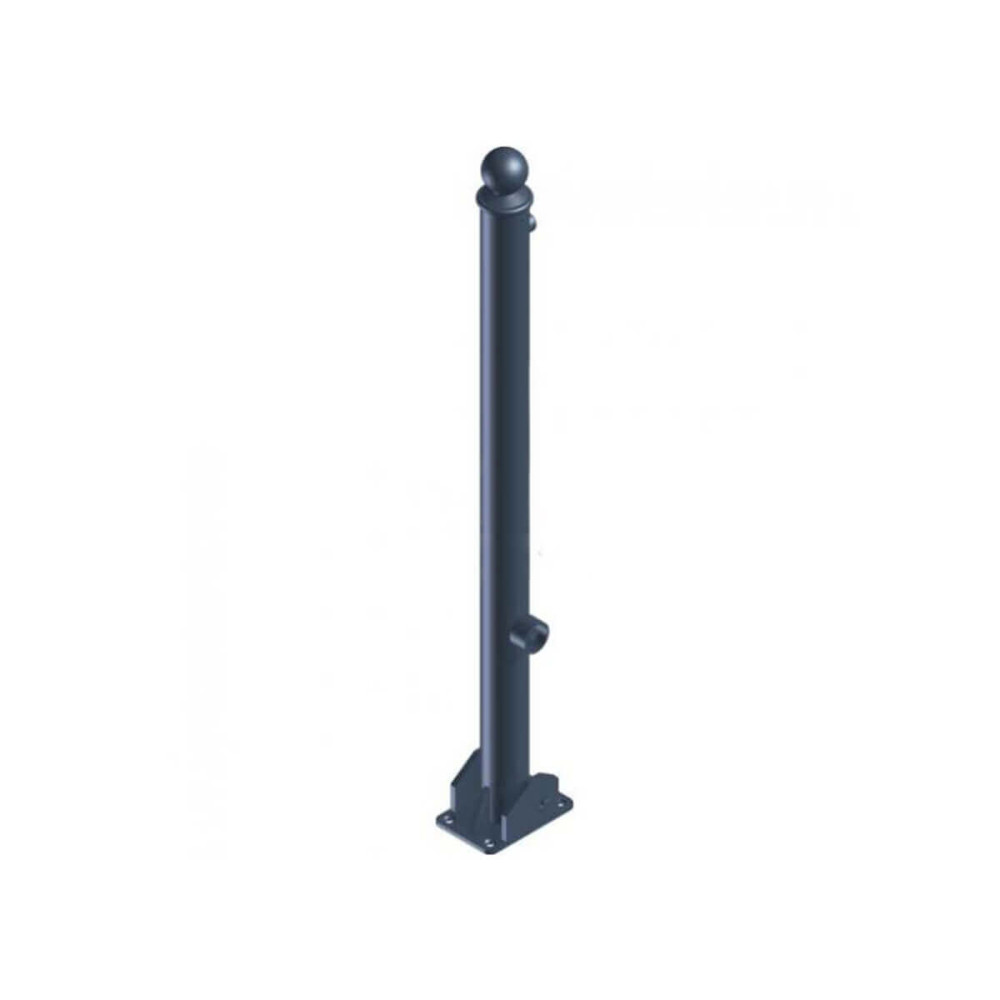 Absperr-Stilpfosten Ø 60 mm + 2 Ösen Serie 465 umlegbar mit Dreikantverschluss für Dübelbefestigung Anthrazit RAL 7016