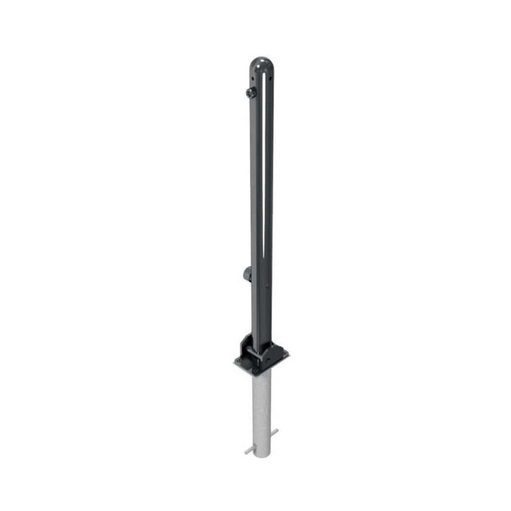Absperr-Stilpfosten Ø 60 mm + 2 Ösen Serie 468 umlegbar mit Dreikantverschluss zum einbetonieren inkl. Bodenhülse Anthrazit RAL 7016