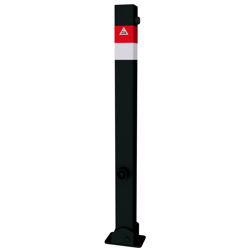 Absperrpfosten Black - Line 70 x 70 mm, umlegbar, für Dübelbefestigung mit Dreikantverschluss nach DIN 3223