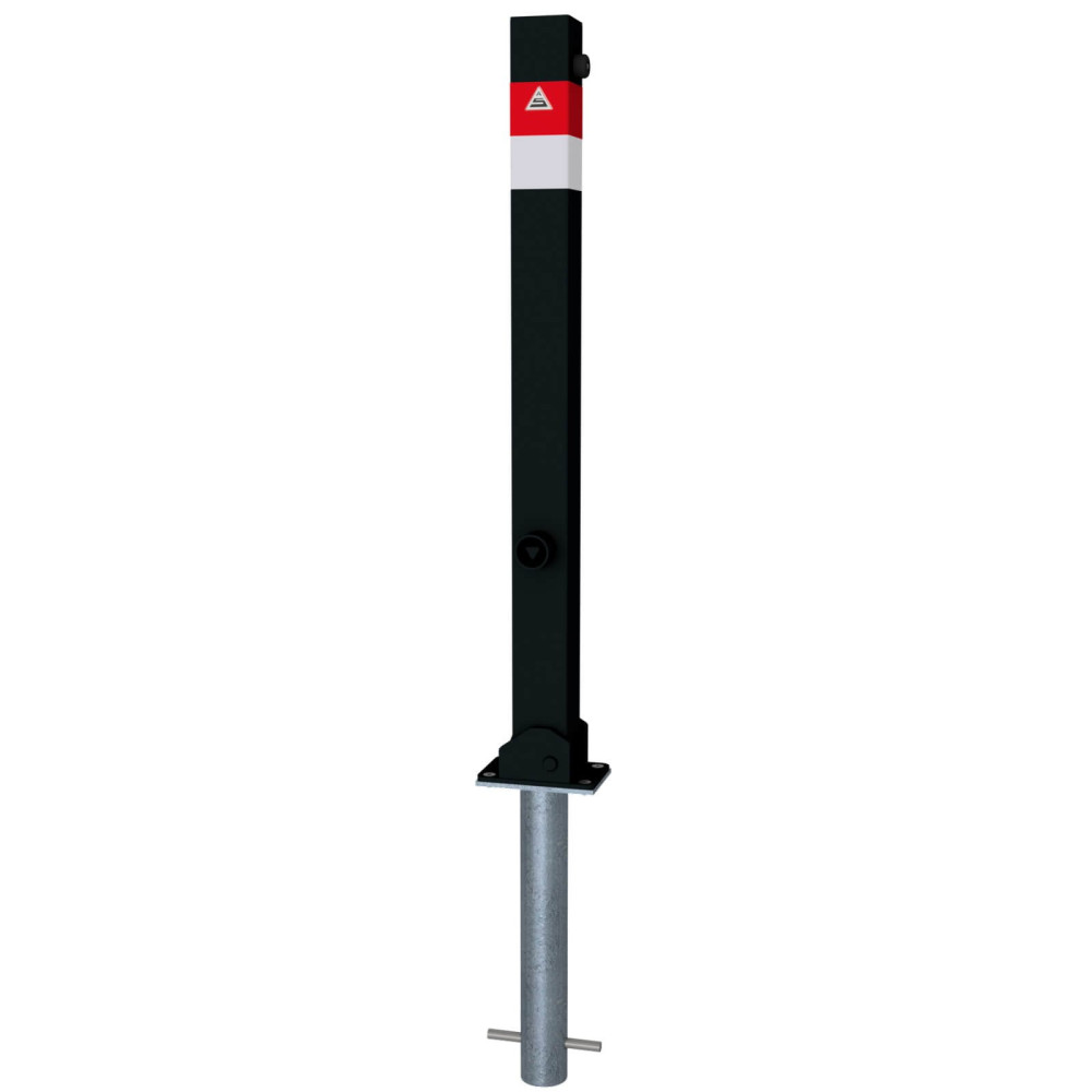 Absperrpfosten Black - Line 70 x 70 mm, umlegbar, zum einbetonieren mit Dreikantverschluss nach DIN 3223