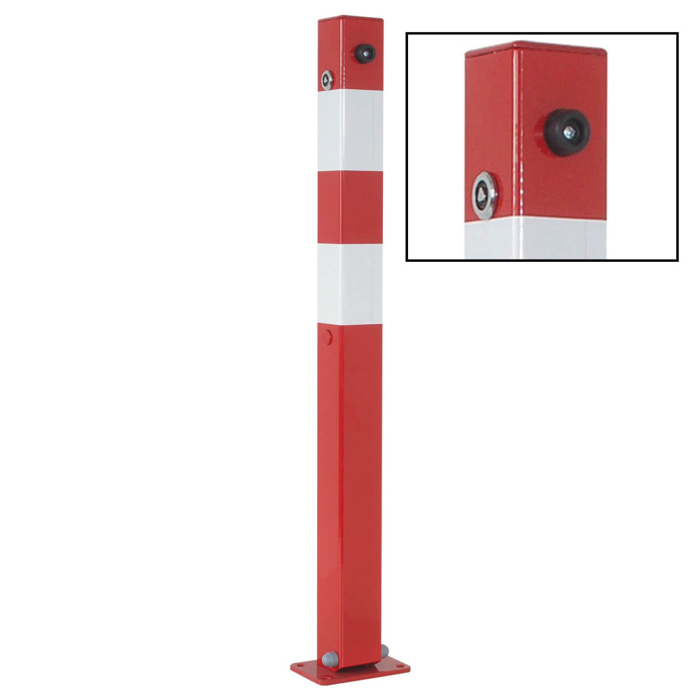 Absperrpfosten 70 x 70 mm Stahlrohr mit Dreikantverschluss feuerverzinkt umlegbar für Dübelbefestigung – Absperrpfosten Feuerwehrpfosten 70x70mm Dreikantverschluß verzinkt umlegbar
